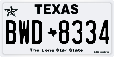 TX license plate BWD8334