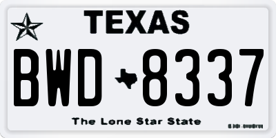 TX license plate BWD8337