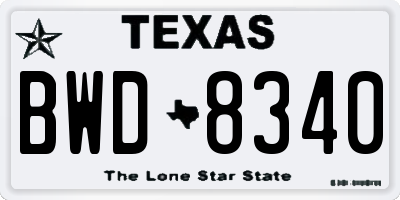 TX license plate BWD8340