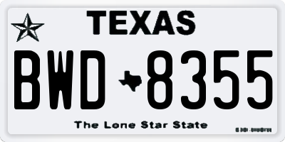 TX license plate BWD8355