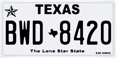 TX license plate BWD8420