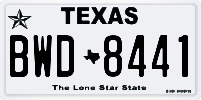 TX license plate BWD8441