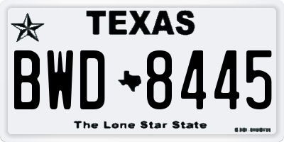 TX license plate BWD8445