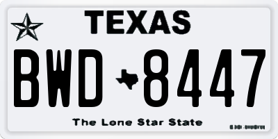 TX license plate BWD8447