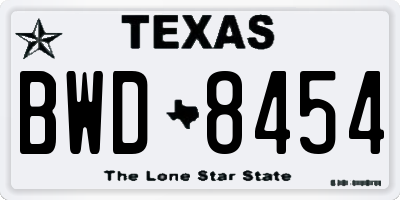 TX license plate BWD8454