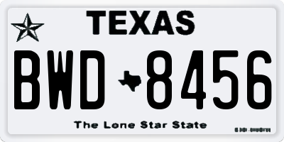 TX license plate BWD8456