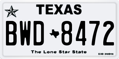 TX license plate BWD8472