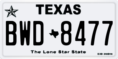 TX license plate BWD8477
