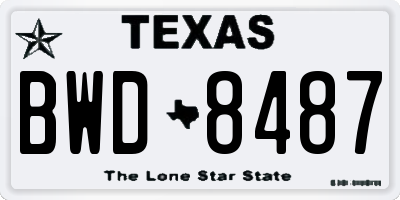 TX license plate BWD8487