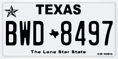 TX license plate BWD8497
