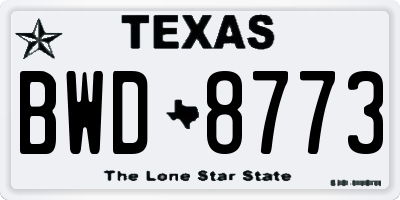 TX license plate BWD8773