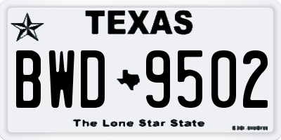 TX license plate BWD9502