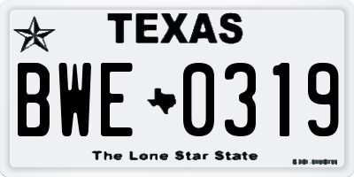TX license plate BWE0319