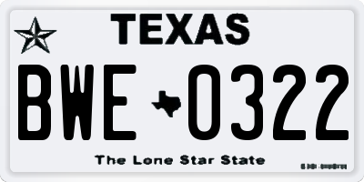 TX license plate BWE0322