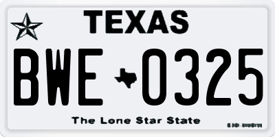 TX license plate BWE0325