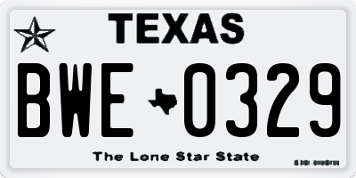 TX license plate BWE0329
