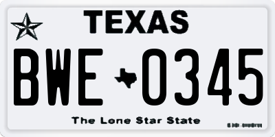 TX license plate BWE0345