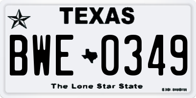 TX license plate BWE0349