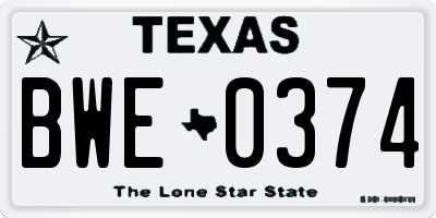 TX license plate BWE0374