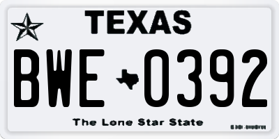 TX license plate BWE0392