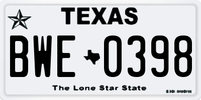 TX license plate BWE0398