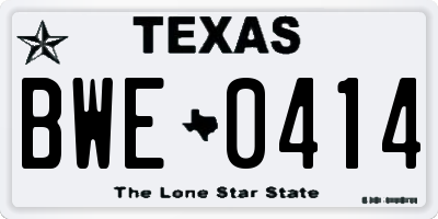TX license plate BWE0414