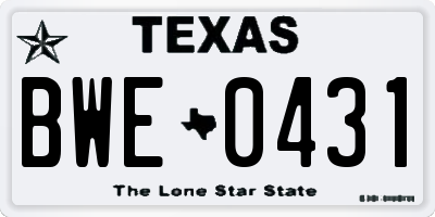 TX license plate BWE0431