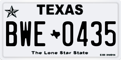 TX license plate BWE0435