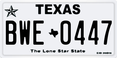 TX license plate BWE0447