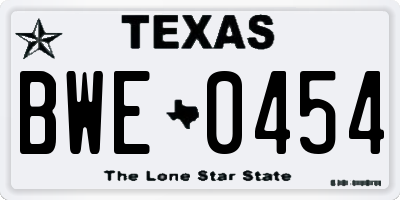 TX license plate BWE0454