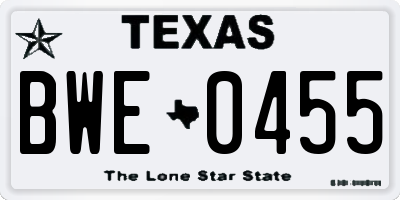TX license plate BWE0455