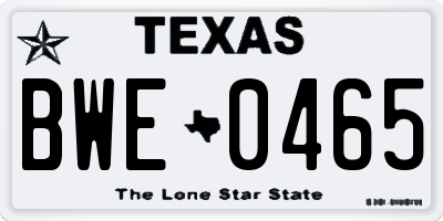 TX license plate BWE0465