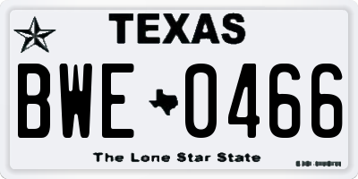 TX license plate BWE0466