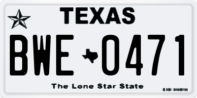 TX license plate BWE0471