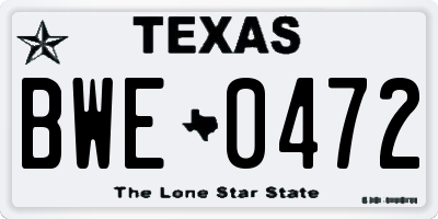TX license plate BWE0472
