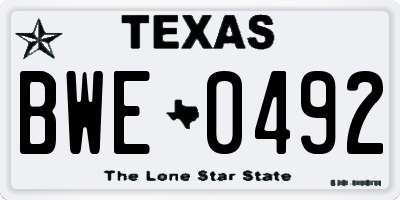 TX license plate BWE0492