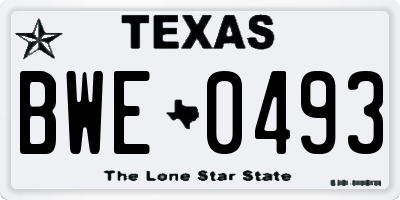 TX license plate BWE0493