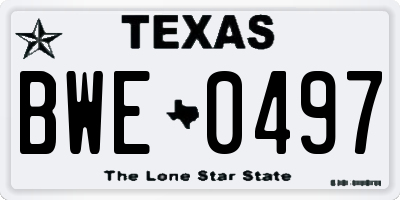 TX license plate BWE0497