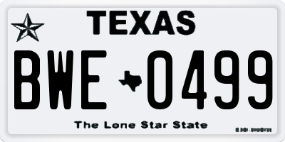 TX license plate BWE0499