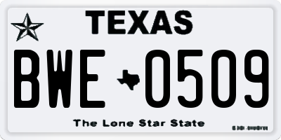 TX license plate BWE0509