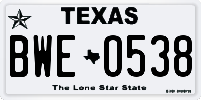 TX license plate BWE0538