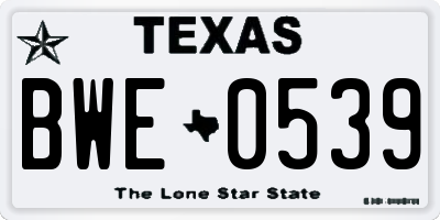 TX license plate BWE0539