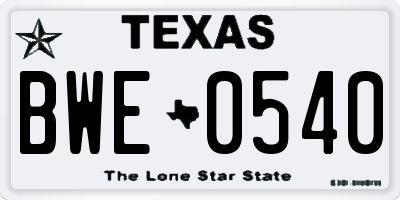 TX license plate BWE0540