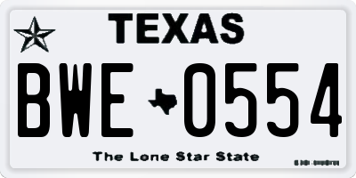 TX license plate BWE0554
