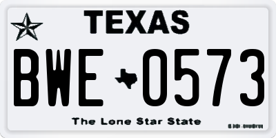 TX license plate BWE0573