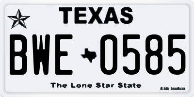 TX license plate BWE0585