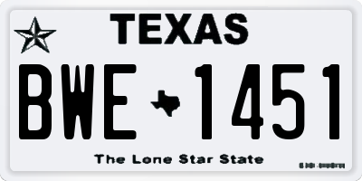 TX license plate BWE1451