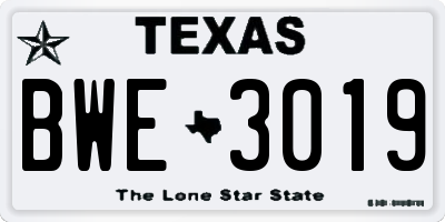 TX license plate BWE3019