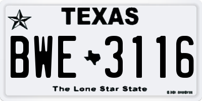 TX license plate BWE3116
