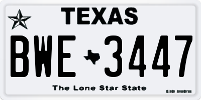 TX license plate BWE3447
